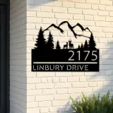 Custom Metal Deer couple mountain scene Metal Address Sign, House number, Outdoor Number Signage, Yard Sign Address Plate