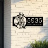 Custom Metal Floral Violin Violin player Metal Address Sign, House number, Outdoor Number Signage, Yard Sign Address Plate