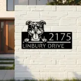Custom Metal American Bully dog cute puppy Metal Address Sign House number Hanging Address Plaque Yard Sign Outdoor decor