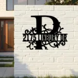 Custom Metal Floral Monogram Split Letter P Metal Address Sign House number Hanging Address Plaque Yard Sign Outdoor decor