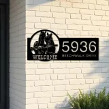 Custom Metal Horses farmhouse ranch animal welcome Metal Address Sign House Number Hanging Address Plaque Yard Sign Outdoor Sign