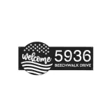 Custom Metal Welcome US flag 4th of July Metal Address Sign House number Hanging Address Plaque Yard Sign Outdoor decor