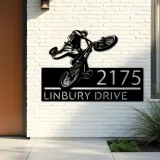 Custom Metal BMX Bicycle freestyle Metal Address Sign, House number, Outdoor Number Signage, Yard Sign Address Plate