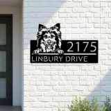 Custom Metal Shetland Sheepdog Cute puppy Metal Address Sign House number Hanging Address Plaque Yard Sign Outdoor decor