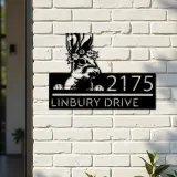 Custom Metal Peeking Rabbit bunny farmhouse Metal Address Sign House number Hanging Address Plaque Yard Sign Outdoor decor