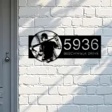 Custom Metal Baseball player Sport Metal Address Sign, House number, Outdoor Number Signage, Yard Sign Address Plate001