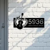 Custom Metal Love Guitar music notes Guitarist Metal Address Sign, House number, Outdoor Number Signage, Yard Sign Address Plate