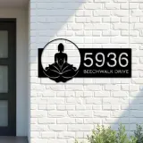 Custom Metal Zen Lotus Buddha Metal Address Sign, House number, Outdoor Number Signage, Yard Sign Address Plate
