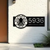 Custom Metal Bee honeycomb Metal Address Sign, House number, Outdoor Number Signage, Yard Sign Address Plate