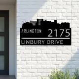 Custom Metal Arlington city skyline Metal Address Sign Hanging Address Plaque house number Yard Outdoor Sign