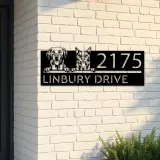 Custom Metal Red heeler and labrador dogs puppy Metal Address Sign House number Hanging Address Plaque Yard Sign Outdoor decor