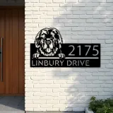 Custom Metal Newfoundland dog Cute puppy Metal Address Sign House number Hanging Address Plaque Yard Sign Outdoor decor