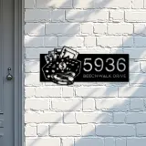 Custom Metal Casino poker Metal Address Sign Custom House number Hanging Address Plaque Yard Sign Outdoor