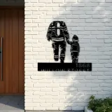 Custom Metal Firefighter father and son Fireman Metal Address Sign, House number, Outdoor Number Signage, Yard Sign Address Plate