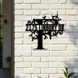 Custom Metal Floral Monogram Split Letter F Metal Address Sign House number Hanging Address Plaque Yard Sign Outdoor decor