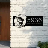 Custom Metal Crappie fishing rod bait hook Metal Address Sign, House number, Outdoor Number Signage, Yard Sign Address Plate
