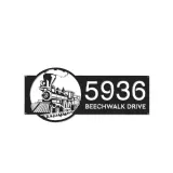 Custom Metal Train Metal Address Sign, House number, Outdoor Number Signage, Yard Sign Address Plate001