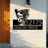 Custom Metal Floral Llama animal Metal Address Sign, House number, Outdoor Number Signage, Yard Sign Address Plate