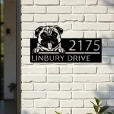 Custom Metal Pug Dog Cute puppy Metal Address Sign House number Hanging Address Plaque Yard Sign Outdoor decor
