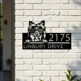 Custom Metal Shetland Sheepdog US flag glasses Metal Address Sign House number Hanging Address Plaque Yard Sign Outdoor decor