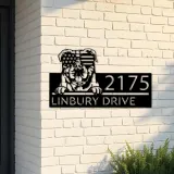 Custom Metal Continental Bulldog dog US glasses Metal Address Sign House number Hanging Address Plaque Yard Sign Outdoor decor