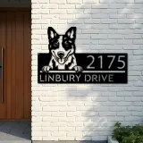 Custom Metal Blue heeler dog cute puppy Metal Address Sign House number Hanging Address Plaque Yard Sign Outdoor decor