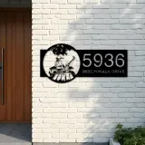 Custom Metal Mom and daughter go fishing Metal Address Sign Custom House number Hanging Address Plaque Yard Sign Outdoor