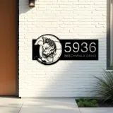Custom Metal Catfish fishing rod bait Metal Address Sign, House number, Outdoor Number Signage, Yard Sign Address Plate