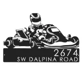 Custom Metal Go kart driver racing Metal Address Sign, House number, Outdoor Number Signage, Yard Sign Address Plate