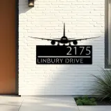 Custom Metal Airplane Aircraft pilot Metal Address Sign, House number, Outdoor Number Signage, Yard Sign Address Plate