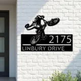 Custom Metal BMX Bicycle freestyle Metal Address Sign, House number, Outdoor Number Signage, Yard Sign Address Plate