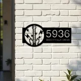 Custom Metal Electric guitar Metal Address Sign Custom House number Hanging Address Plaque Yard Sign Outdoor