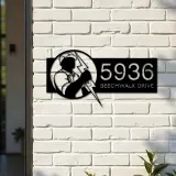 Custom Metal Electrician lineman Metal Address Sign, House number, Outdoor Number Signage, Yard Sign Address Plate