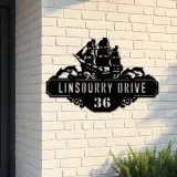 Custom Metal Ship Metal Address Sign Custom Hanging Address Plaque House number Yard Sign Outdoor Sign