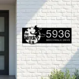 Custom Metal The witch is in halloween Metal Address Sign, House number, Outdoor Number Signage, Yard Sign Address Plate