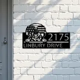 Custom Metal Shih Tzu dog US flag glasses Metal Address Sign House number Hanging Address Plaque Yard Sign Outdoor decor