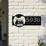 Custom Metal Dad Mom and Sons go fishing Metal Address Sign Custom House number Hanging Address Plaque Yard Sign Outdoor