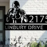 Custom Metal Boxing fighter boxer Metal Address Sign, House number, Outdoor Number Signage, Yard Sign Address Plate002