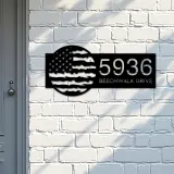 Custom Metal Distressed USA Flag Patriotic Metal Address Sign, House number, Outdoor Number Signage, Yard Sign Address Plate