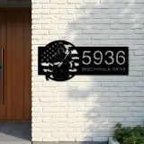 Custom Metal Fireman Fire Fighter US flag Metal Address Sign House number Hanging Address Plaque Yard Sign Outdoor