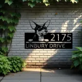 Custom Metal Toy Fox Terrier dog Puppy Metal Address Sign House number Hanging Address Plaque Yard Sign Outdoor decor