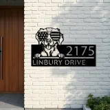 Custom Metal Brittany spaniel dog US glasses Metal Address Sign House number Hanging Address Plaque Yard Sign Outdoor decor