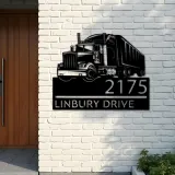 Custom Metal Semi truck driver trucker Metal Address Sign, House number, Outdoor Number Signage, Yard Sign Address Plate