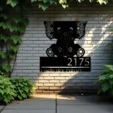 Custom Metal Cute Baby elephant Metal Address Sign, House number, Outdoor Number Signage, Yard Sign Address Plate