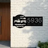 Custom Metal Farm Trailer US flag Metal Address Sign Custom House number Hanging Address Plaque Yard Sign Outdoor