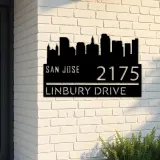 Custom Metal San Jose city skyline Metal Address Sign Hanging Address Plaque house number Yard Outdoor Sign