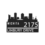 Custom Metal Wichita city skyline Metal Address Sign Hanging Address Plaque house number Yard Outdoor Sign