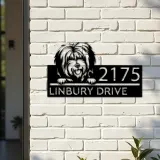 Custom Metal Tibetan Terrier dog Puppy Metal Address Sign House number Hanging Address Plaque Yard Sign Outdoor decor