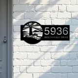 Custom Metal Lighthouse Metal Address Sign, House number, Outdoor Number Signage, Yard Sign Address Plate002