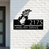 Custom Metal Peeking Parrot Corella Wild animal wildlife Metal Address Sign, House number, Outdoor Number Signage, Yard Sign Address Plate